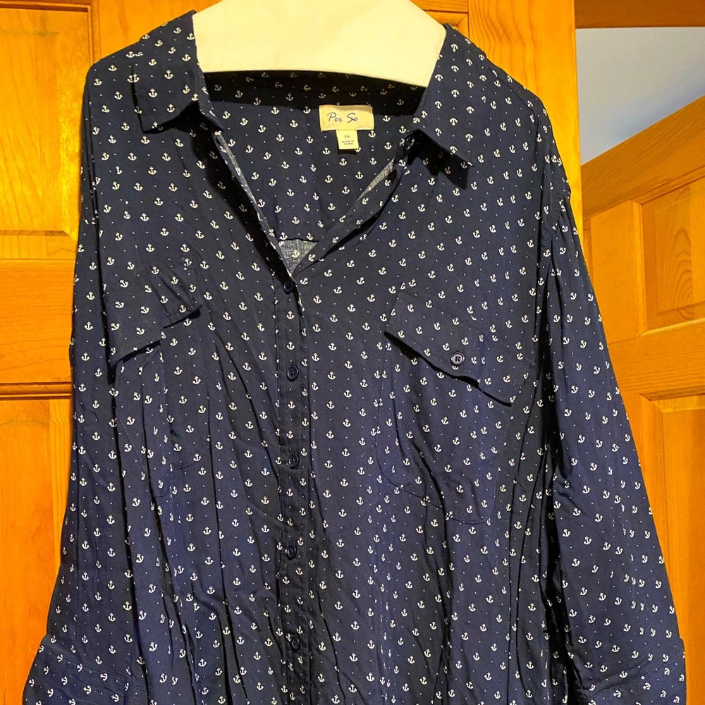 Rayon blouse with anchor design
